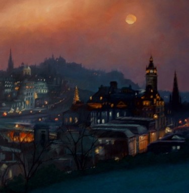 Pittura intitolato "Edinburgh, December…" da Lee Campbell, Opera d'arte originale, Olio