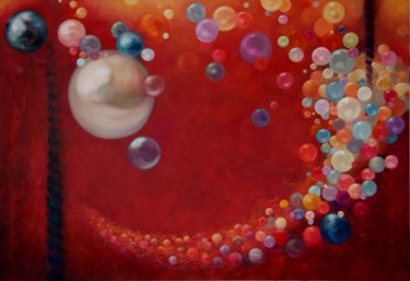 Ζωγραφική με τίτλο "Bubbles & Pearls -…" από Lee Campbell, Αυθεντικά έργα τέχνης, Λάδι
