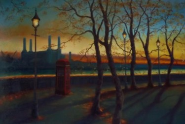 Painting titled "Embankment (Print a…" by Lee Campbell, Original Artwork, Oil