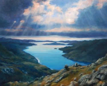 Schilderij getiteld "Loch Morar (Print a…" door Lee Campbell, Origineel Kunstwerk, Olie