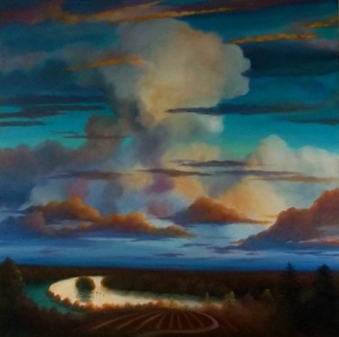Painting titled "Big Sky" by Lee Campbell, Original Artwork, Oil