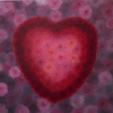 Painting titled "Heart of Rose" by Lee Campbell, Original Artwork, Oil