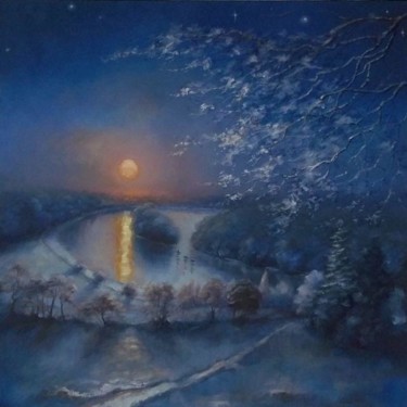 Painting titled "Frozen Blue" by Lee Campbell, Original Artwork