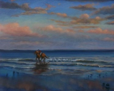 Painting titled "Wave Running" by Lee Campbell, Original Artwork, Oil