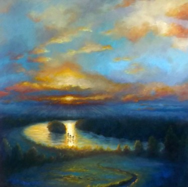 Painting titled "Petersham Sunset" by Lee Campbell, Original Artwork, Oil