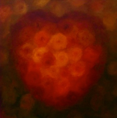Ζωγραφική με τίτλο "Gold Heart" από Lee Campbell, Αυθεντικά έργα τέχνης, Λάδι