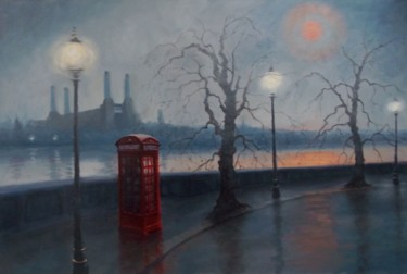 Painting titled "Thames Embankment" by Lee Campbell, Original Artwork, Oil