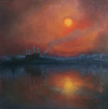 Painting titled "Old Battersea" by Lee Campbell, Original Artwork, Oil