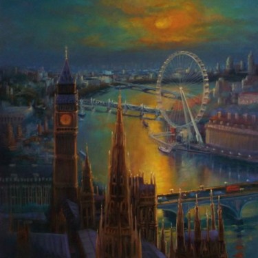 Painting titled "Waterloo Sunset" by Lee Campbell, Original Artwork, Oil
