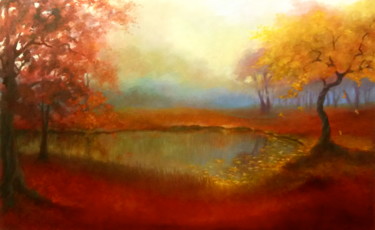 Painting titled "Reve Rousse" by Lee Campbell, Original Artwork, Oil