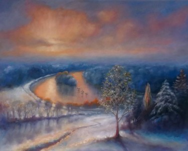 Painting titled "Petersham December" by Lee Campbell, Original Artwork, Oil
