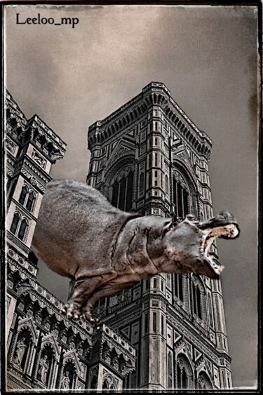 Digitale Kunst mit dem Titel "BSIC Yelling hippo…" von Leeloo_mp, Original-Kunstwerk, Digitale Collage