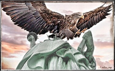 Arts numériques intitulée "BSIC Liberty falcon" par Leeloo_mp, Œuvre d'art originale, Collage numérique