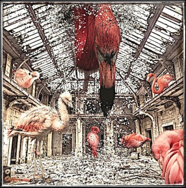 Digitale Kunst mit dem Titel "LP The Flamingos" von Leeloo_mp, Original-Kunstwerk, Digitale Collage