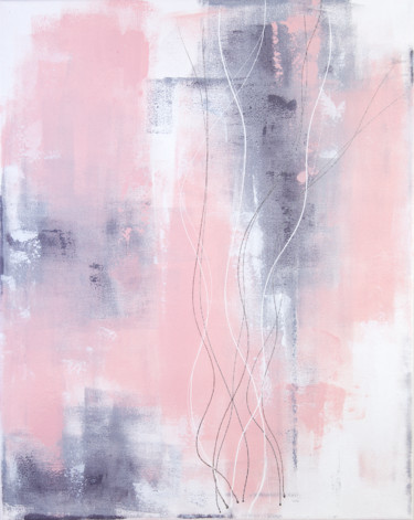 Painting titled "Pink champagne." by Leena Amelina, Original Artwork, Acrylic Mounted on Wood Stretcher frame