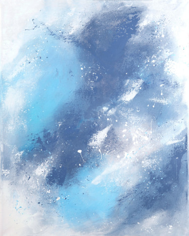 Painting titled "Blue expression." by Leena Amelina, Original Artwork, Acrylic Mounted on Wood Stretcher frame