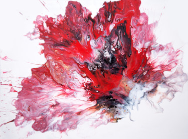 Painting titled "Red flower." by Leena Amelina, Original Artwork, Acrylic