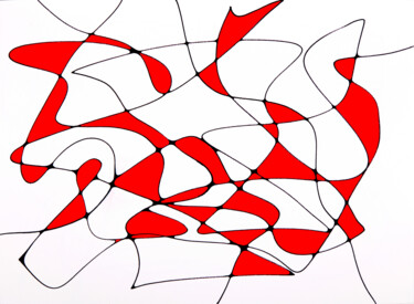 Dessin intitulée "Linear abstract wit…" par Leena Amelina, Œuvre d'art originale, Marqueur
