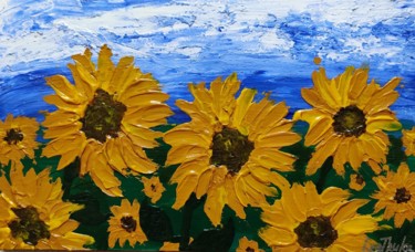 Painting titled "Sunflowers" by Leetruka, Original Artwork, Acrylic