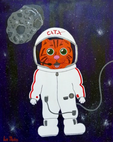 Pintura titulada "CAT X - acrylic pai…" por Leetruka, Obra de arte original, Acrílico