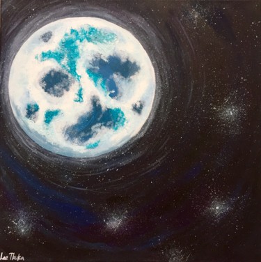 Painting titled "BLUE MOON - acrylic…" by Leetruka, Original Artwork, Acrylic