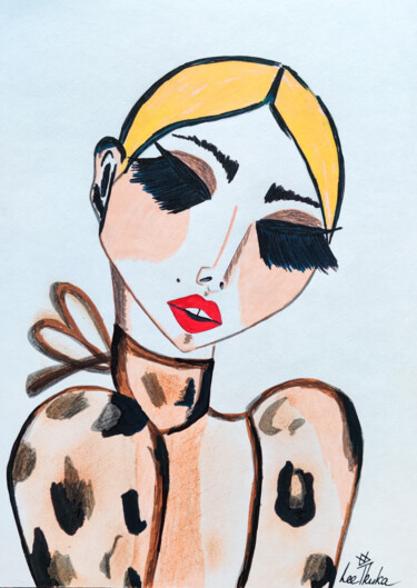 Painting titled "FASHION GIRL - wate…" by Leetruka, Original Artwork, Watercolor