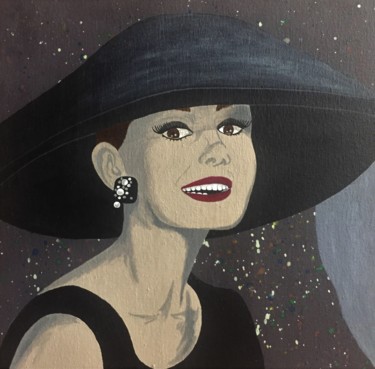 Pintura intitulada "AUDREY HEPBURN" por Leetruka, Obras de arte originais, Acrílico