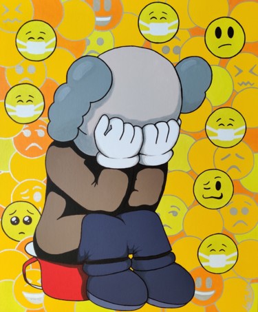 Peinture intitulée "DON'T WORRY - kaws,…" par Leetruka, Œuvre d'art originale, Acrylique