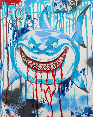 Painting titled "JAWS - sea, fish, a…" by Leetruka, Original Artwork, Acrylic