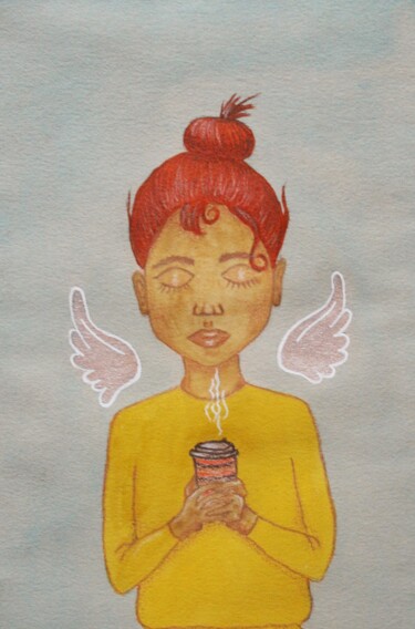 Painting titled "COFFEE TIME - water…" by Leetruka, Original Artwork, Watercolor