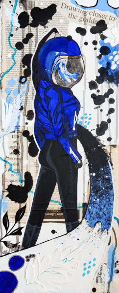 Schilderij getiteld "LORA ZOMBIE - blue,…" door Leetruka, Origineel Kunstwerk, Acryl