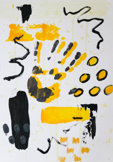 Painting titled "YELLOW ABSTRACT 2/4…" by Leetruka, Original Artwork, Watercolor