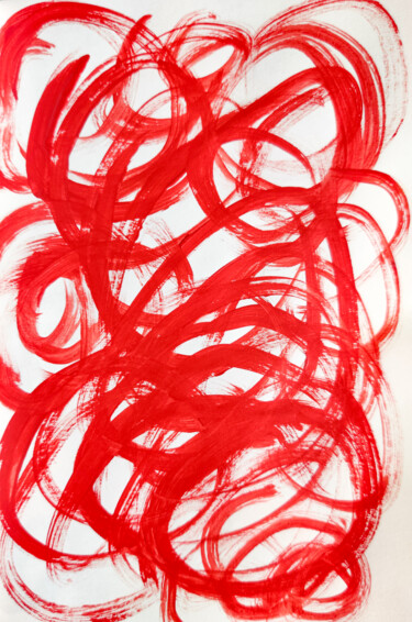 Pittura intitolato "RED PASSION ABSTRAC…" da Leetruka, Opera d'arte originale, Acrilico