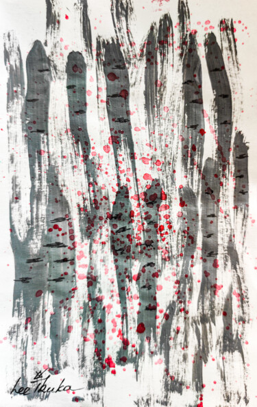 Pittura intitolato "White birch - abstr…" da Leetruka, Opera d'arte originale, Acrilico
