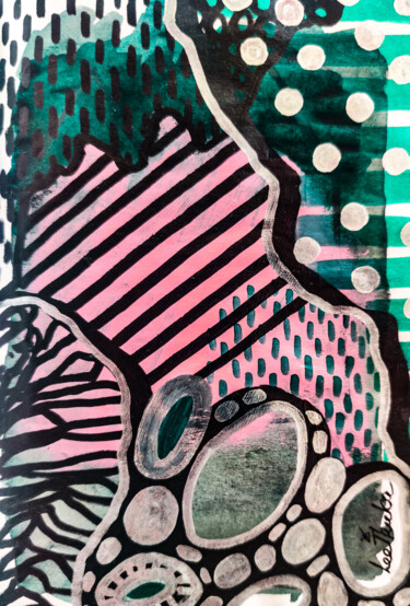 Картина под названием "PINK, GREEN, BLACK…" - Leetruka, Подлинное произведение искусства, Акрил