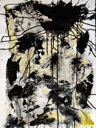 Pintura titulada "Abstract yellow, bl…" por Leetruka, Obra de arte original, Acrílico