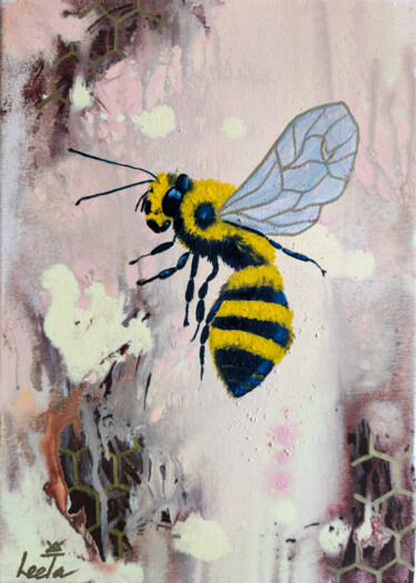 Ζωγραφική με τίτλο "Bumblebee - acrylic…" από Leetruka, Αυθεντικά έργα τέχνης, Λάδι