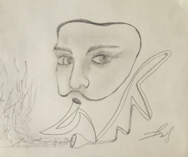 Drawing titled "le souffle" by Desire Lefebvre, Original Artwork, Pencil
