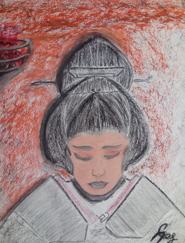 Dessin intitulée "la geisha" par Desire Lefebvre, Œuvre d'art originale, Pastel