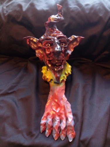 Sculpture titled "sorcier" by Desire Lefebvre, Original Artwork, Clay