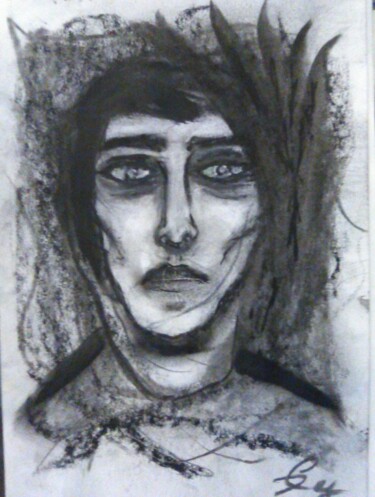 Drawing titled "triste" by Desire Lefebvre, Original Artwork, Charcoal