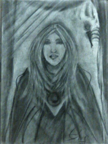 Drawing titled "princesse" by Desire Lefebvre, Original Artwork, Charcoal