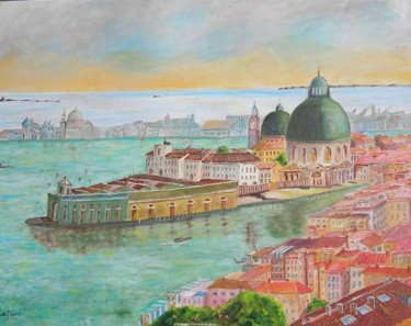 Peinture intitulée "Venise, la Douane e…" par Jean Claude Lefeve, Œuvre d'art originale, Huile