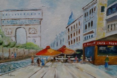 Peinture intitulée "Paris,l'Arc de Trio…" par Jean Claude Lefeve, Œuvre d'art originale, Huile