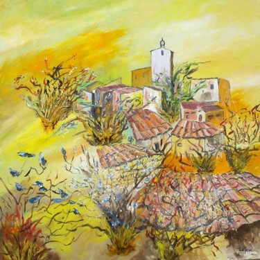 Peinture intitulée "Un village de rêve,…" par Jean Claude Lefeve, Œuvre d'art originale, Huile