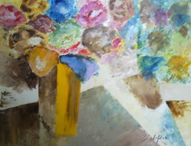 Peinture intitulée "Fleurs au couteau" par Jean Claude Lefeve, Œuvre d'art originale, Huile