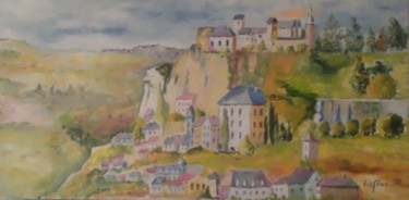 Peinture intitulée "Rocamadour 2" par Jean Claude Lefeve, Œuvre d'art originale, Huile