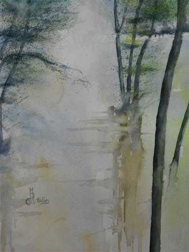 Painting titled "arbres-dans-l-eau-4…" by Le Fléchois, Original Artwork