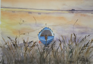 Peinture intitulée "barque-a-letang-de-…" par Le Fléchois, Œuvre d'art originale