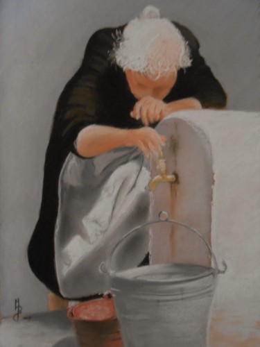 Painting titled "il était un temps" by Le Fléchois, Original Artwork, Pastel